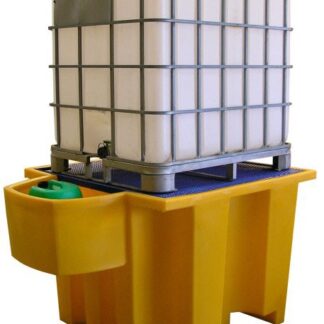Bac de rétention en PEHD pour 1 conteneur de 1000 L, avec poste de soutirage intégré